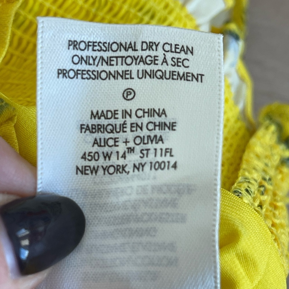 New Alice + Olivia Shanae Floral Ruffle Crop Top Womens Yellow - Picture 10 of 11